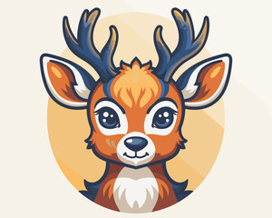 Cute little deer cartoon vector illustration. Cute fawn.