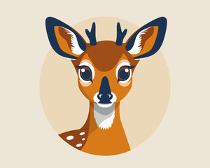 Obraz premium Cute little deer cartoon vector illustration. Cute fawn.