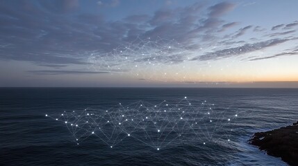 Ocean Network Sunset Clouds