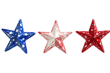 Obraz premium Patriotic Stars: An artful array of red, white, and blue stars gleams in celebration of nation's pride and patriotic fervor. Ideal for designs and concepts related to national pride and independence.