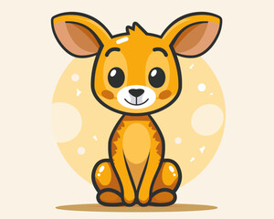 Fototapeta premium Cute little deer cartoon vector illustration. Cute fawn.