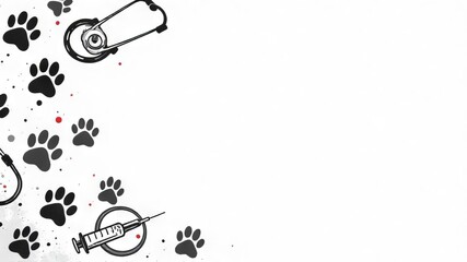 Postcard for veterinarian with paw prints, space for text