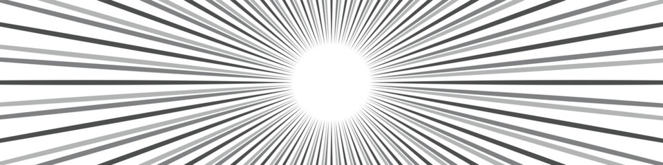 Black lines from the center on a white background. Radial explosion. Vector illustration.