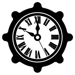 Clock silhouette isolated on white background