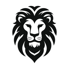 Lion Head Vector Graphic with Black Mane Illustration on White Background