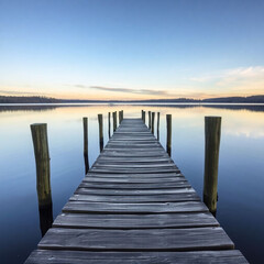 Fototapeta premium wooden pier at the lake