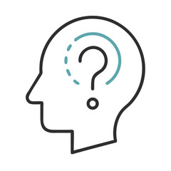 Head with Question Mark Representing Decision Making or Uncertainty Icon Design