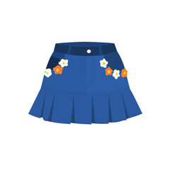 Denim skirt on a white background. Vector illustration.