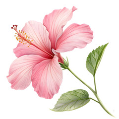 Pink Hibiscus Flower Image on transparent background