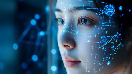A machine learning engineer developing facial emotion recognition systems for customer service, tech lab with AI models, emotion datasets