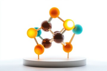A colorful molecular model, possibly representing a chemical compound or structure.