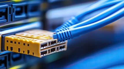 Server room cables connected to network hardware