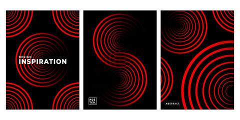 Abstract circle poster background vector set. Ideal design for social media, covers, banners, flyers, music, advertising.