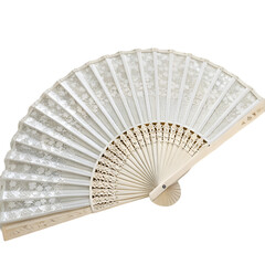 White chinese folding fan isolated on transparent background
