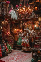 Fototapeta premium Ornate interior with multiple levels decorations and textiles creating a