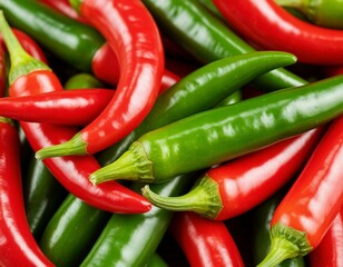 Fresh red and green chili peppers mixed together are visible from above. This spicy Mexican seasoning serves as an important ingredient.
