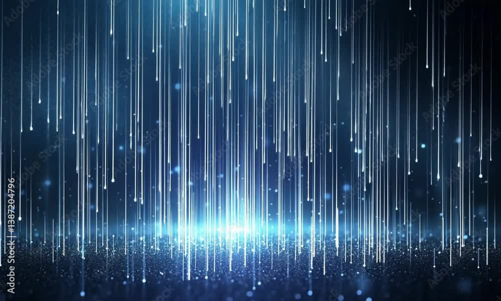 Poster rain droplets cascading down a glass pane in a seamless loop with soft light streaks and diffused ef
