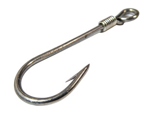 Silver Metal Fishing Hook, Isolated on Transparent Background