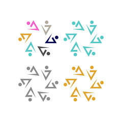 COLORFUL PEOPLE TOGETHER COWORKING TEAM TEAMWORK SIGN SYMBOL LOGO VECTOR