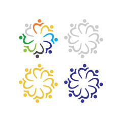 COLORFUL PEOPLE TOGETHER COWORKING TEAM TEAMWORK SIGN SYMBOL LOGO VECTOR