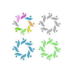 COLORFUL PEOPLE TOGETHER COWORKING TEAM TEAMWORK SIGN SYMBOL LOGO VECTOR