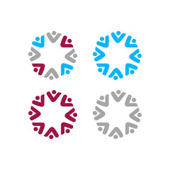 COLORFUL PEOPLE TOGETHER COWORKING TEAM TEAMWORK SIGN SYMBOL LOGO VECTOR