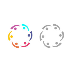 COLORFUL PEOPLE TOGETHER COWORKING TEAM TEAMWORK SIGN SYMBOL LOGO VECTOR