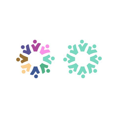 COLORFUL PEOPLE TOGETHER COWORKING TEAM TEAMWORK SIGN SYMBOL LOGO VECTOR