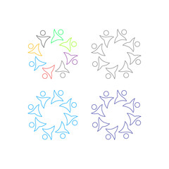 COLORFUL PEOPLE TOGETHER COWORKING TEAM TEAMWORK SIGN SYMBOL LOGO VECTOR