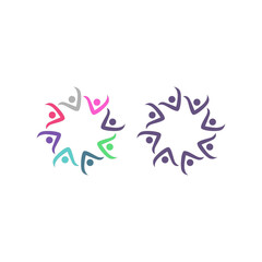 Obraz premium COLORFUL PEOPLE TOGETHER COWORKING TEAM TEAMWORK SIGN SYMBOL LOGO VECTOR