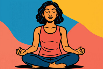 Peaceful Woman Meditating in Seated Yoga Pose Indoors