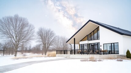 Modern winter home exterior