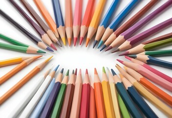 Colour pencils isolated on white background