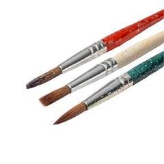 Fototapeta premium Paint Brushes: Set of 3, Art Supplies on transparent background