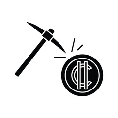 Fototapeta premium Mining crypto icon with bold, modern design. Ideal for blockchain technology, digital currency extraction, and fintech platforms. High-quality vector, fully editable and scalable.