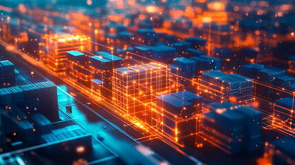 An AI powered system optimizing logistics and supply chain management by analyzing transportation routes, demand forecasting, and inventory levels to improve efficiency and reduce costs