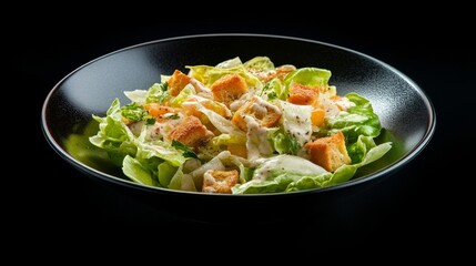 A classic Caesar salad with romaine lettuce, croutons, and Caesar dressing. Featuring crisp and creamy elements