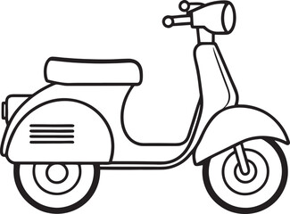 Vintage Scooter Vector Illustration with Retro Design and Italian Style