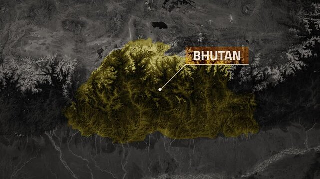 Bhutan VOX Style Map Animation in 4K UHD Highlighting Himalayan Serenity and Culture