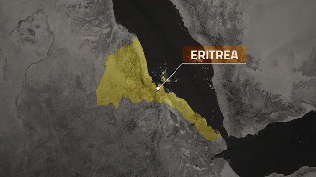 Eritrea VOX Style Map Animation in 4K UHD Highlighting Coastal and Desert Features