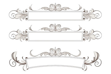 ornamental ribbon banner drawing isolated on white or transparent png