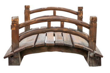old wooden bridge isolated on white or transparent png