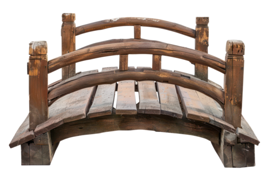 old wooden bridge isolated on white or transparent png - Powered by Adobe