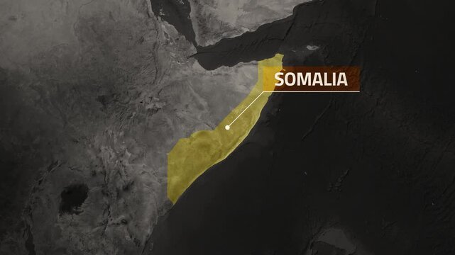 Somalia VOX Style Map Animation in 4K UHD Showcasing Coastal and Desert Landscapes