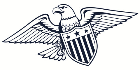 Elegant Vector Eagle with Shield Design for Patriotic Themes and Logos
