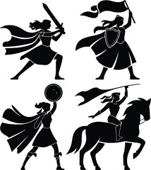 Princesses Silhouette Set | Royal Girls and Fairytale Queen Vector