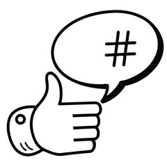 hand with thumb up with hash tag