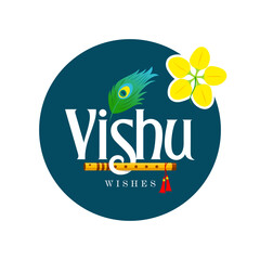 Vishu is a Hindu festival celebrating the Malayali New Year in Kerala, Tulu Nadu, and Mahe of India. English typography with Kanikonna means cassia fistula flower
