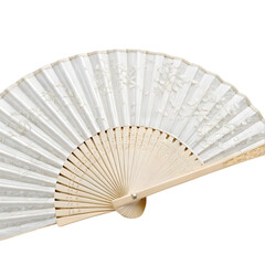 White chinese folding fan isolated on transparent background