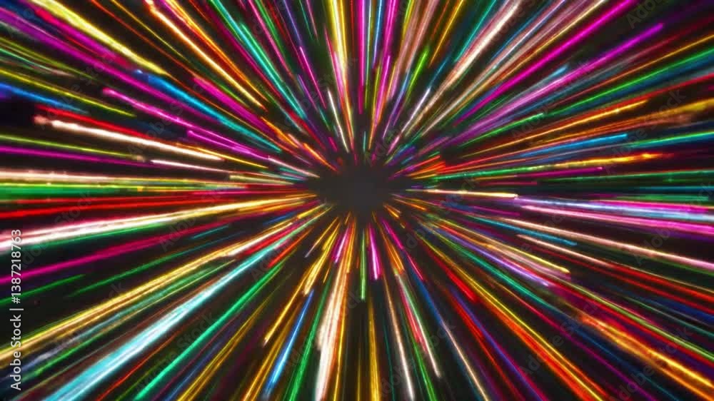 Poster high-speed light trail animation, creating a dynamic and futuristic backdrop. The red and blue light motion trails convey a sense of fast movement and modern technology. 